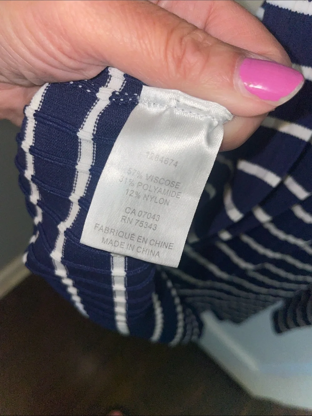 Nicole Miller Navy and White Striped Button-Front Knit Dress